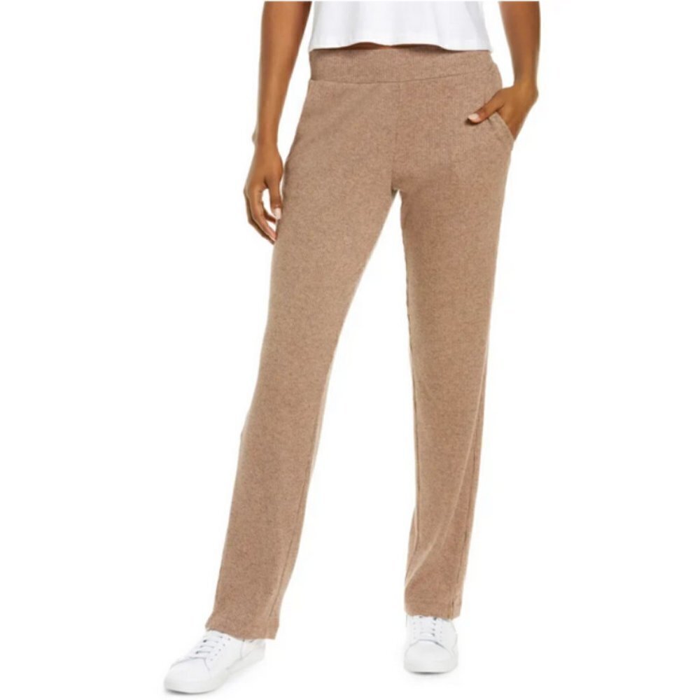 💕ZELLA💕 Mia Ribbed Straight Leg Pants ~ Tan Gingersnap XL NWT